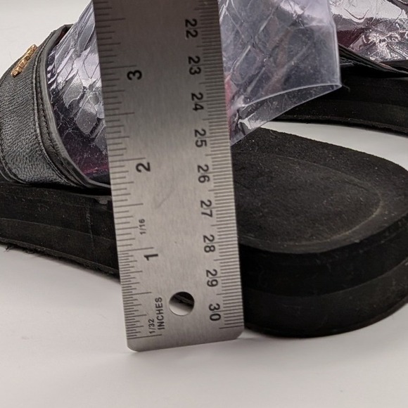 Coach 9B $95 Judy Black Leather Platform Thong Flip Flop Sandals Red Lining main image 7
